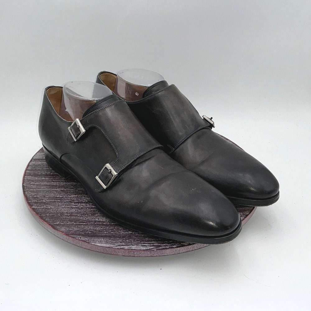 Magnanni Dress Shoes Mens 10.5 Double Monk Strap Leather Black Dress Shoes Spain